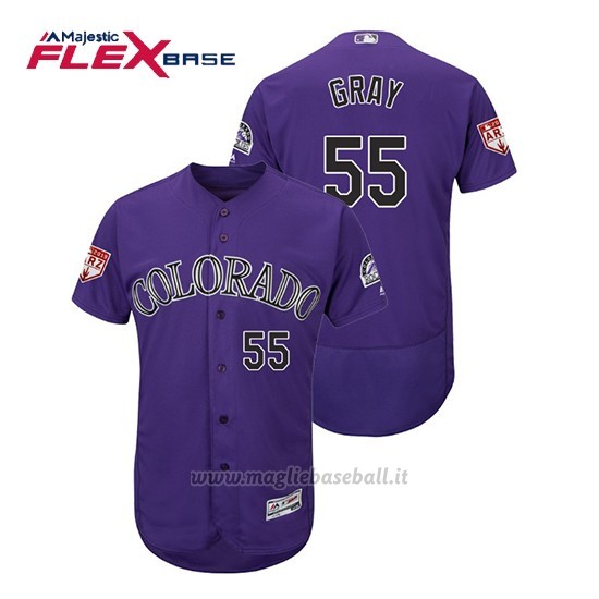 Maglia Baseball Uomo Colorado Rockies Jon Grigio Flex Base Entrenamiento De Primavera 2019 Viola